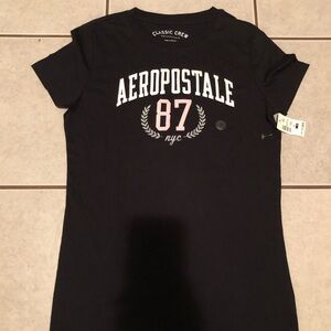 Aeropostale Black Tee with White and Pink Accents
